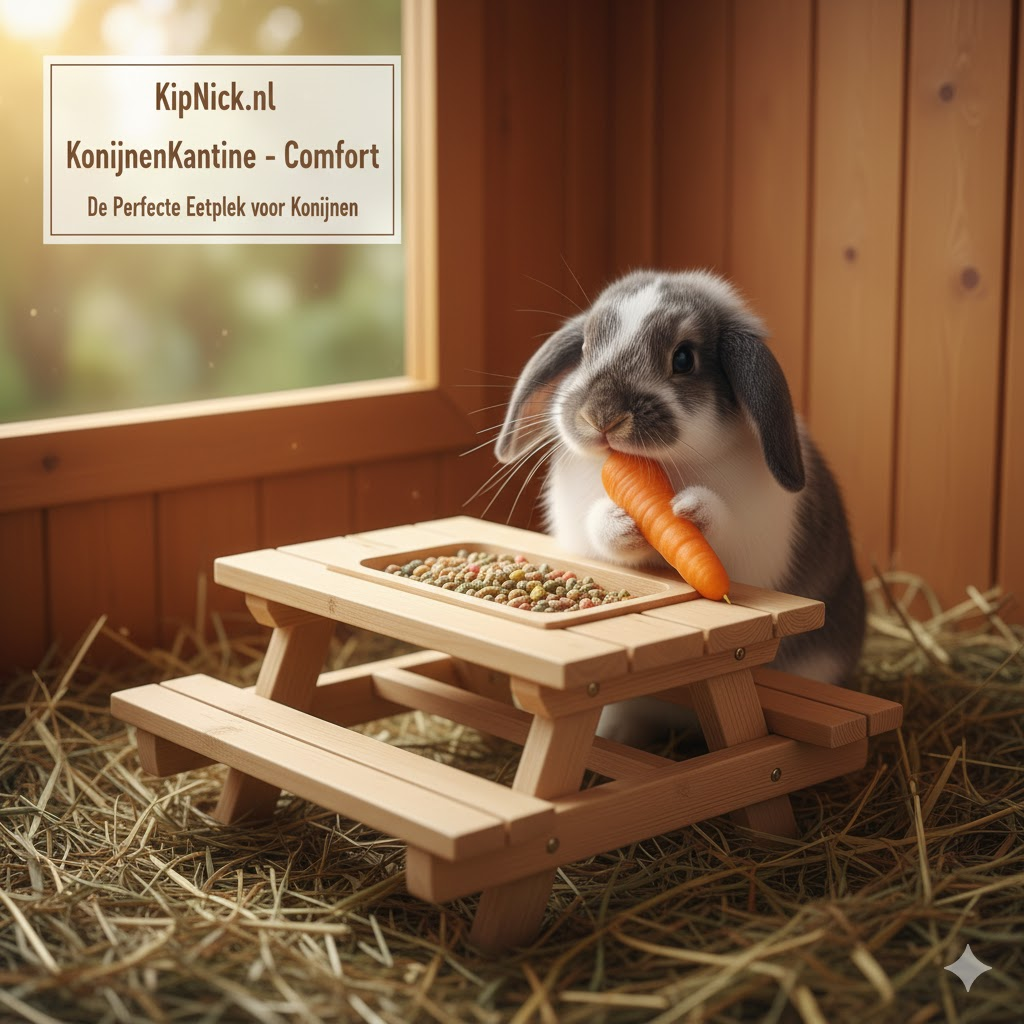Konijn die eet van De Konijnenkantine picknicktafel